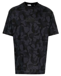 T-shirt à col rond camouflage noir Karl Lagerfeld