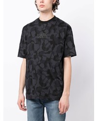 T-shirt à col rond camouflage noir Karl Lagerfeld