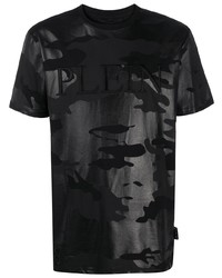 T-shirt à col rond camouflage noir Philipp Plein
