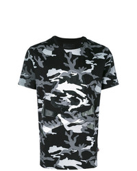 T-shirt à col rond camouflage noir Philipp Plein