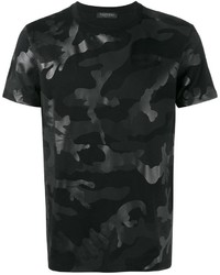 T-shirt à col rond camouflage noir Valentino