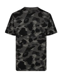 T-shirt à col rond camouflage noir A Bathing Ape