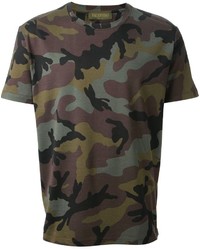 T-shirt à col rond camouflage olive