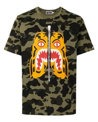 T-shirt à col rond camouflage olive A Bathing Ape