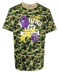 T-shirt à col rond camouflage olive A Bathing Ape