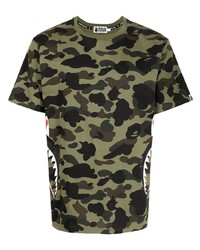 T-shirt à col rond camouflage olive A Bathing Ape