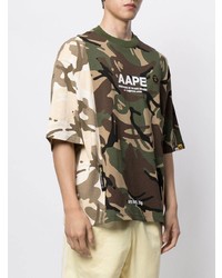 T-shirt à col rond camouflage olive AAPE BY A BATHING APE