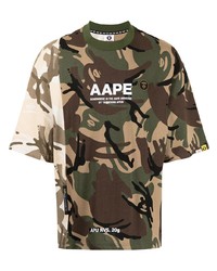 T-shirt à col rond camouflage olive AAPE BY A BATHING APE