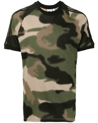 T-shirt à col rond camouflage olive adidas