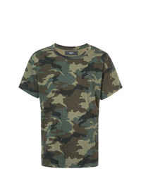 T-shirt à col rond camouflage olive Amiri