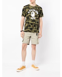 T-shirt à col rond camouflage olive A Bathing Ape