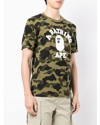 T-shirt à col rond camouflage olive A Bathing Ape