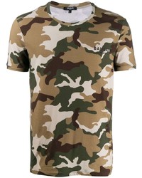 T-shirt à col rond camouflage olive Balmain