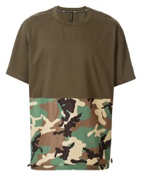 T-shirt à col rond camouflage olive Blackbarrett