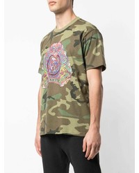 T-shirt à col rond camouflage olive Supreme