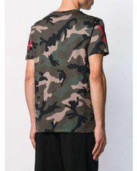 T-shirt à col rond camouflage olive Valentino