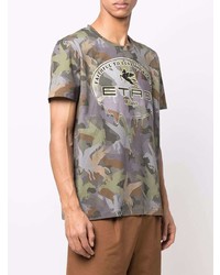 T-shirt à col rond camouflage olive Etro
