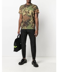 T-shirt à col rond camouflage olive DSQUARED2