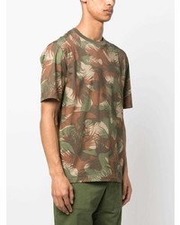 T-shirt à col rond camouflage olive Moschino
