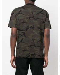 T-shirt à col rond camouflage olive Palm Angels