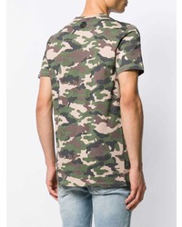 T-shirt à col rond camouflage olive Philipp Plein