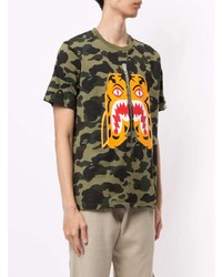 T-shirt à col rond camouflage olive A Bathing Ape