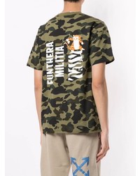 T-shirt à col rond camouflage olive A Bathing Ape