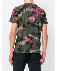 T-shirt à col rond camouflage olive Valentino