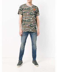 T-shirt à col rond camouflage olive G-Star Raw Research