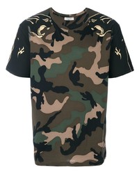 T-shirt à col rond camouflage olive Valentino