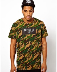 T-shirt à col rond camouflage olive Dope Chef