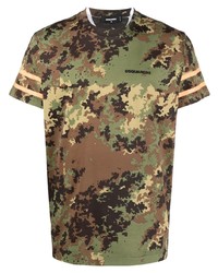 T-shirt à col rond camouflage olive DSQUARED2