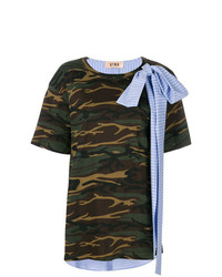 T-shirt à col rond camouflage olive Gina