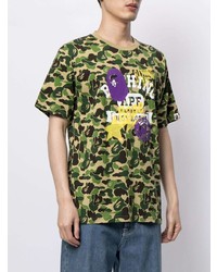 T-shirt à col rond camouflage olive A Bathing Ape