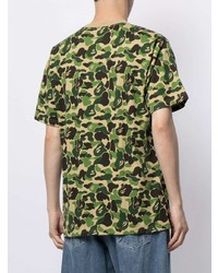 T-shirt à col rond camouflage olive A Bathing Ape