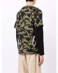 T-shirt à col rond camouflage olive A Bathing Ape