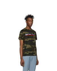T-shirt à col rond camouflage olive Moncler