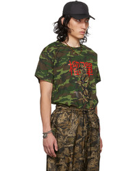 T-shirt à col rond camouflage olive LU'U DAN