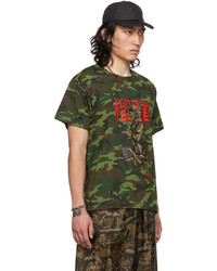 T-shirt à col rond camouflage olive LU'U DAN