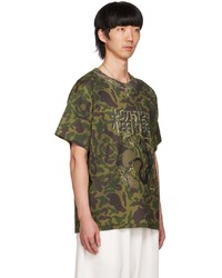 T-shirt à col rond camouflage olive LU'U DAN