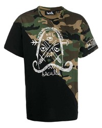T-shirt à col rond camouflage olive Haculla