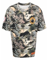 T-shirt à col rond camouflage olive Heron Preston
