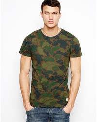 T-shirt à col rond camouflage olive Jack & Jones