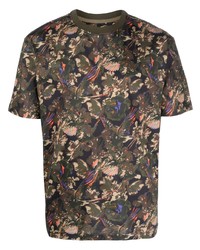 T-shirt à col rond camouflage olive Les Hommes