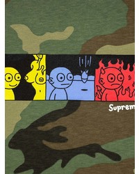 T-shirt à col rond camouflage olive Supreme