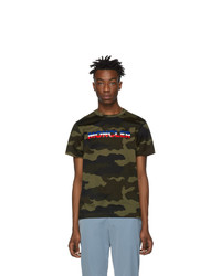 T-shirt à col rond camouflage olive Moncler