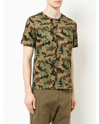 T-shirt à col rond camouflage olive N°21