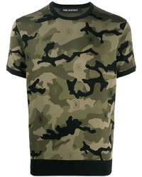T-shirt à col rond camouflage olive Neil Barrett