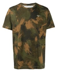 T-shirt à col rond camouflage olive Off-White