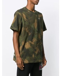 T-shirt à col rond camouflage olive Off-White